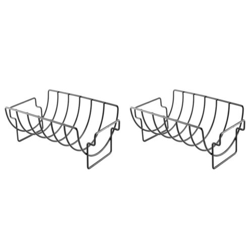2 Pieces Raised Grill Basket Grille Outdoor Barbecue Rack Portable