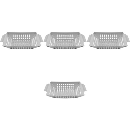 4 Count Pan BBQ Drain Stainless Steel Barbecue Grill Chicken Tray
