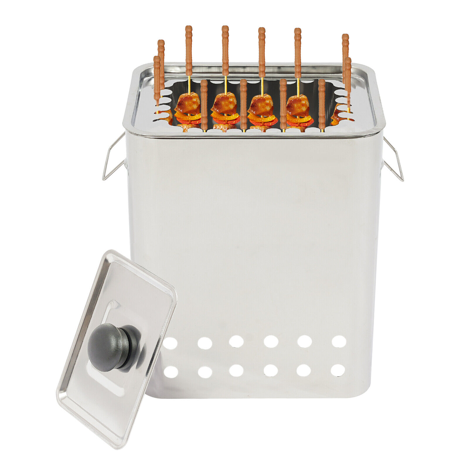 Portable Square Barbecue Hanging Grill Stainless Steel Barbecue Grill Silver