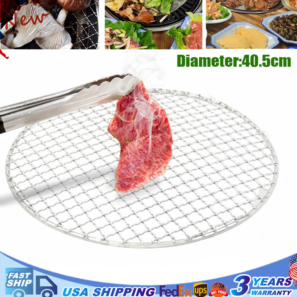 16 Inch Round Barbecue Grill Net Stainless Steel Mesh Rack Grid Grate Steam Net