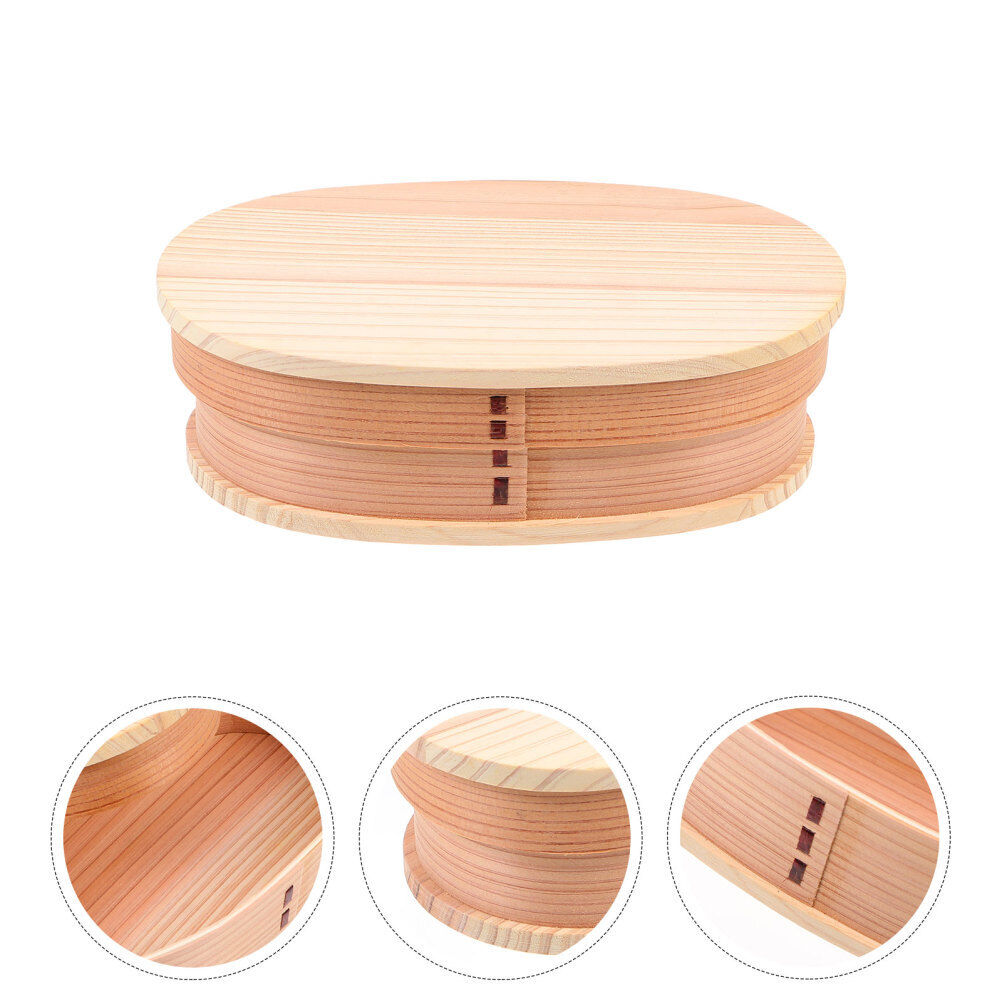 2 Pcs Portable Barbecue Grill Wooden Lunch Box Hiking Student
