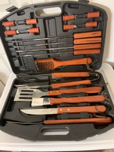 BBQ SET Stainless Steel Grill Tools Barbecue Grilling Accessories Case 18 Piece