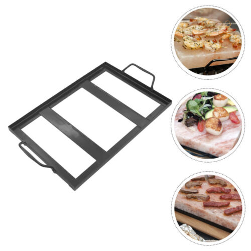 1pc Iron Enamel Salt Plate Rack Restaurant Grill Rack Barbecue Rack (Black)
