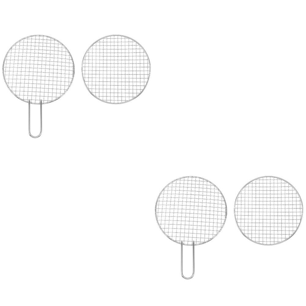 Set of 2 Double Gel Stainless Steel BBQ Mesh Silver Barbecue Grill