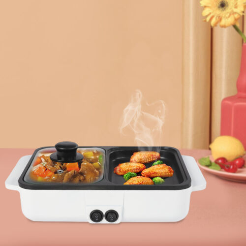 2 in-1 Electric Shabu Hot Pot Non-Stick BBQ Barbecue Grill Cooking Frying Pan