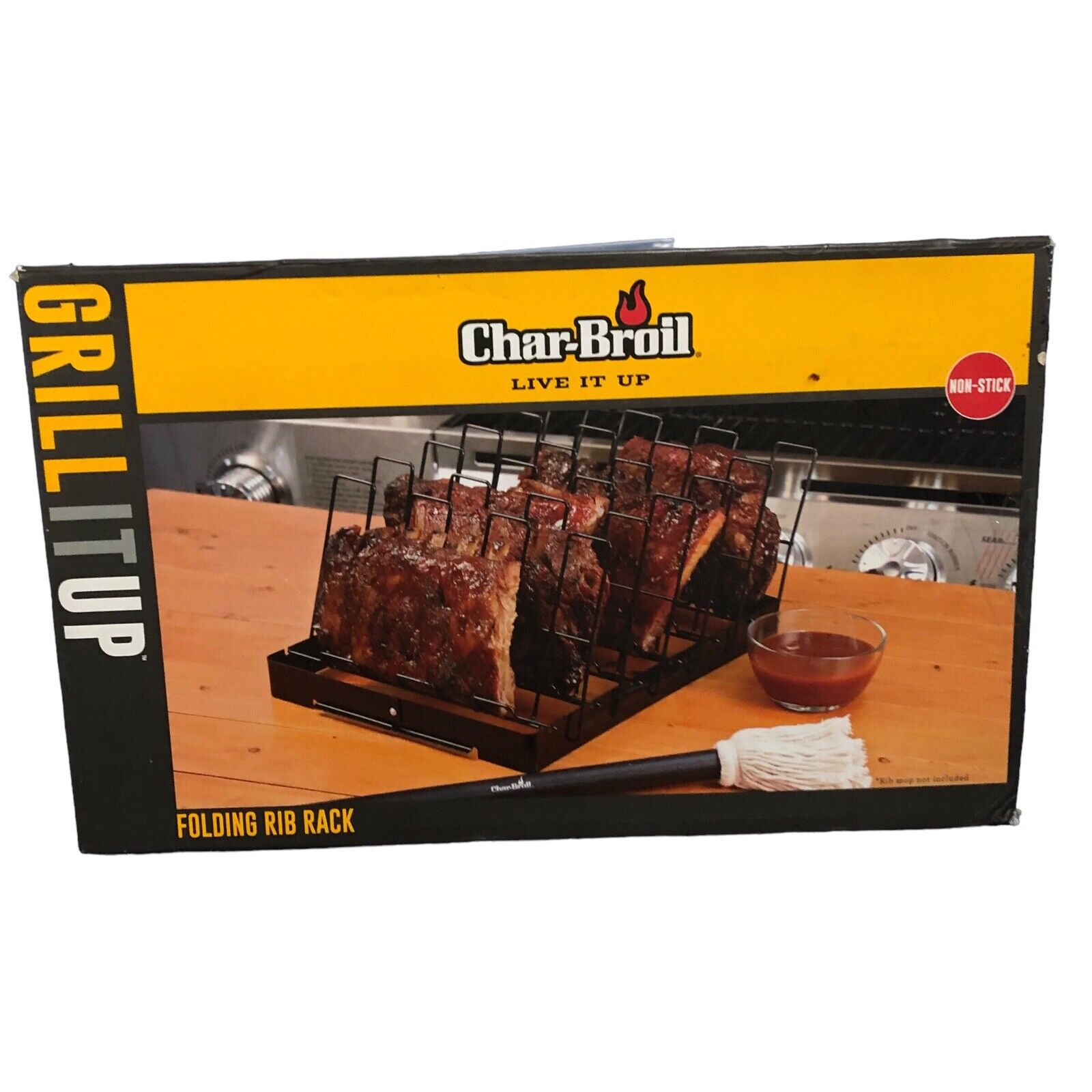 Char-Broil GRILL IT UP Folding 6 Rib Rack Non-Stick [New Open Box] Item #05782 B