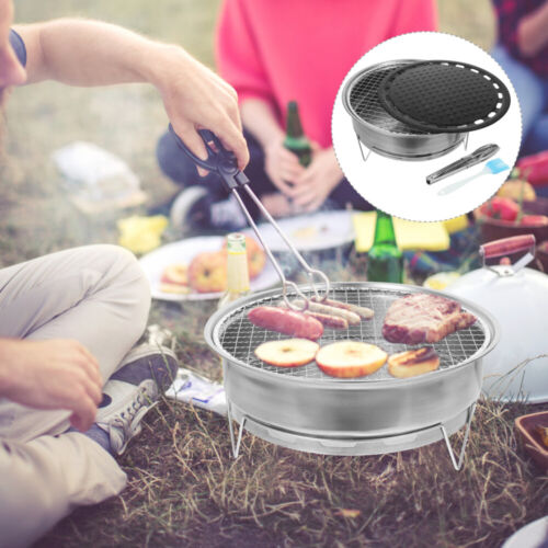 1 Satz Holzkohlegrill Barbecue Camping Grill tragbarer Grill BBQ Grill mit Mesh