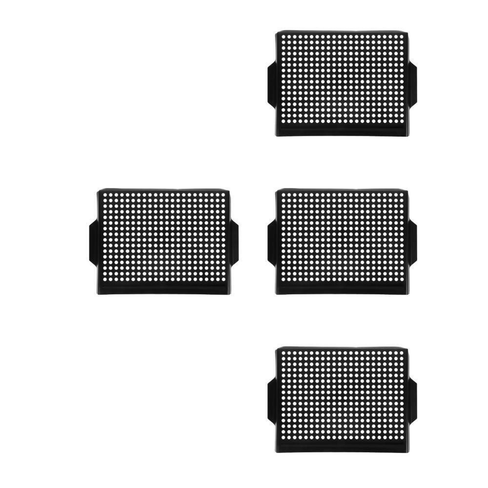 4pcs Outdoor Grill Pan Nonstick Barbecue Grill Pan Stainless Steel Grill Tray