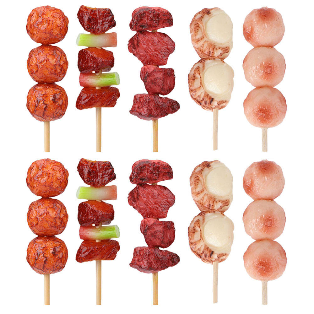 10 Pcs Play Kabobs Simulation Barbecue Skewers Sturdy Fake Food Prop Child