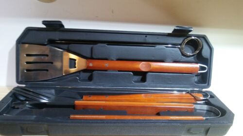 BBQ Barbecue Grill Tool Set Kit 8 pc Tech Cast, inc Wooden Handle ISO 9001-2001
