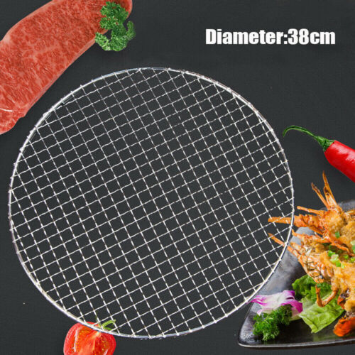 Barbecue Braided Grid Net Stainless Steel BBQ Net Round Grill Camping Mesh Net