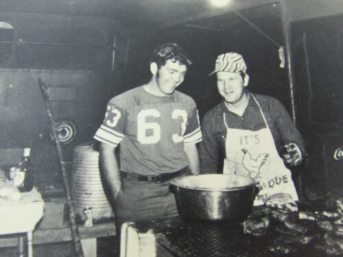 Photograph 2 Young Men at Barbecue Grill Cooking Candid 1970s Photo 31875