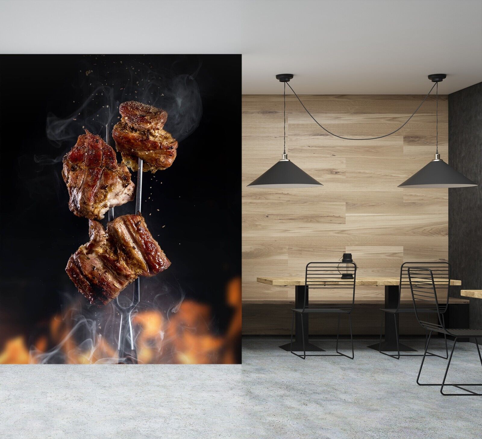 3D Grill Barbecue Q7045 Tapete Wandgemälde Fototapete Selbstklebend Kay