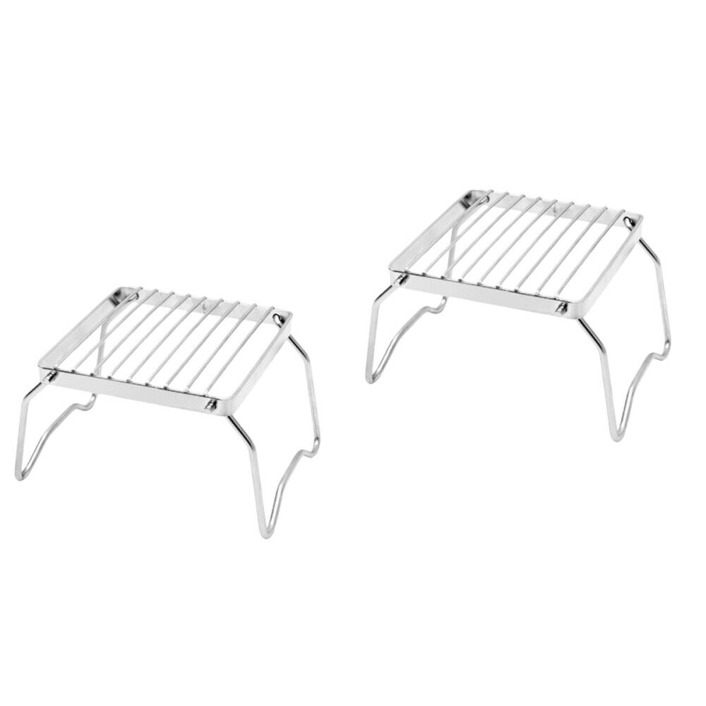 Set of 2 Camping Grill Portable Folding Compact Barbecue Easy to Assemble