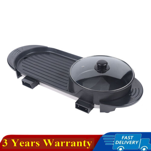 2 in 1 Electric Non-Stick Grill Hot Pot BBQ Grill Soup Shabu Pot Barbecue 2200W