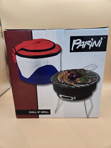 Parini Chill N Grill Portable BBQ & Cooler Bag Red White Blue Camping NEW in BOX
